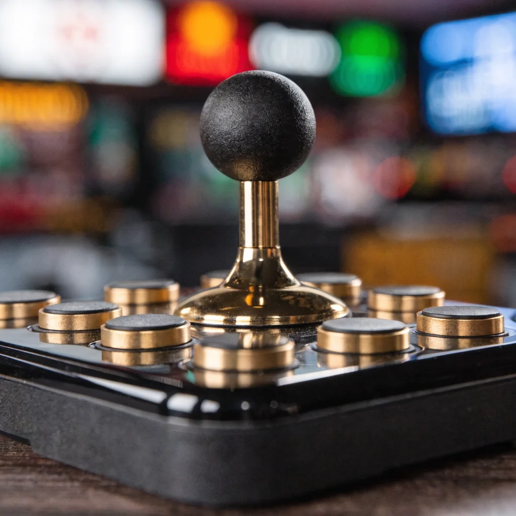 Neo Geo Arcade Stick Pro joystick ball and eight-button layout close-up